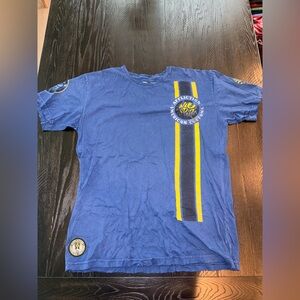 Affliction Blue Tee with Yellow Accents